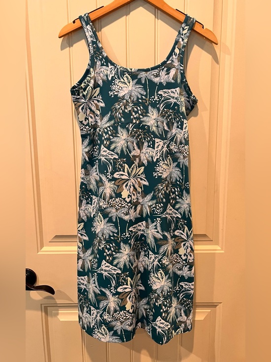 Dresses & Skirts - Columbia Small Teal Tropical Print Tank Dress Summer Athletic Resort Boating Vac
